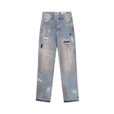Gallery Dept Patch‑Rip Paint‑Mark Straight Jeans