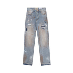 Gallery Dept Patch‑Rip Paint‑Mark Straight Jeans
