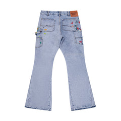 Gallery Dept Contrast‑Patch Paint‑Splash Flare Jeans