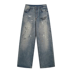 Gallery Dept Logo Paint‑Splatter Wide‑Leg Jeans