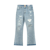 Gallery Dept Multi‑Rip Paint‑Splatter Flare Jeans