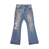 Gallery Dept Heart‑Paint Distressed Flare Jeans