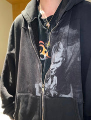 ERD Washed Black Graphic Full Zip Hoodie