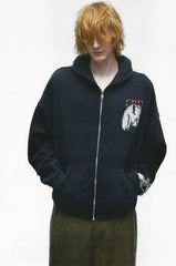 ERD Black Art Patch Full Zip Hoodie