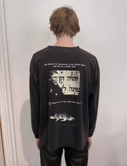 ERD Clover Portrait Raw‑Edge Long Sleeve Tee