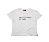 ERD Vintage Distressed White Cropped T‑Shirt
