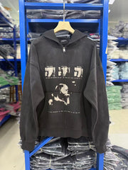 ERD Vintage Music Streetwear Zip‑Up Hoodie