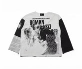 ERD Grunge Newspaper Print Streetwear Long Sleeve Top