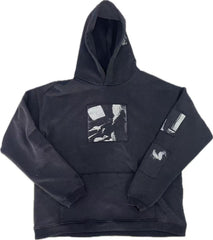 ERD Patchwork Portrait‑Print Cropped Pullover Hoodie