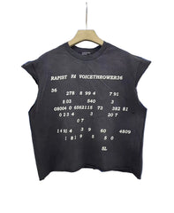 ERD Numeric Code Cap Sleeve Cropped Tank