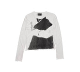 ERD Abstract Print Raw‑Edge Long Sleeve Tee