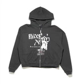 ERD Gothic Photo‑Print Cropped Full‑Zip Hoodie