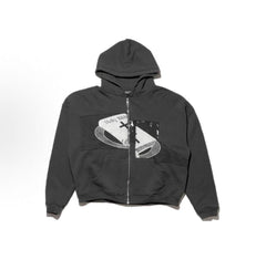 ERD Bible Patch‑Graphic Cropped Full‑Zip Hoodie