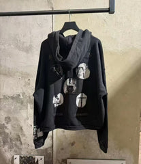 ERD Black Art Patch Full Zip Hoodie
