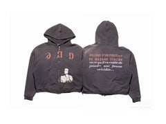 ERD Grunge French Quote Archive Streetwear Zip‑Up Hoodie