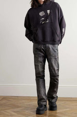 ERD Patchwork Portrait‑Print Cropped Pullover Hoodie