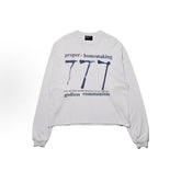 ERD White Text‑Art Print Boxy Raw‑Hem Long Sleeve T‑Shirt