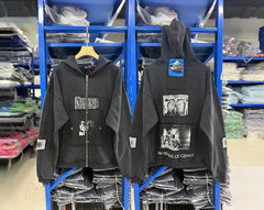 ERD Patchwork Zip‑Up Streetwear Hoodie