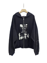 ERD Multi‑Patch Collage Graphic Cropped Full‑Zip Hoodie