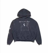 ERD Distressed Portrait Photo Print Cropped Pullover Hoodie