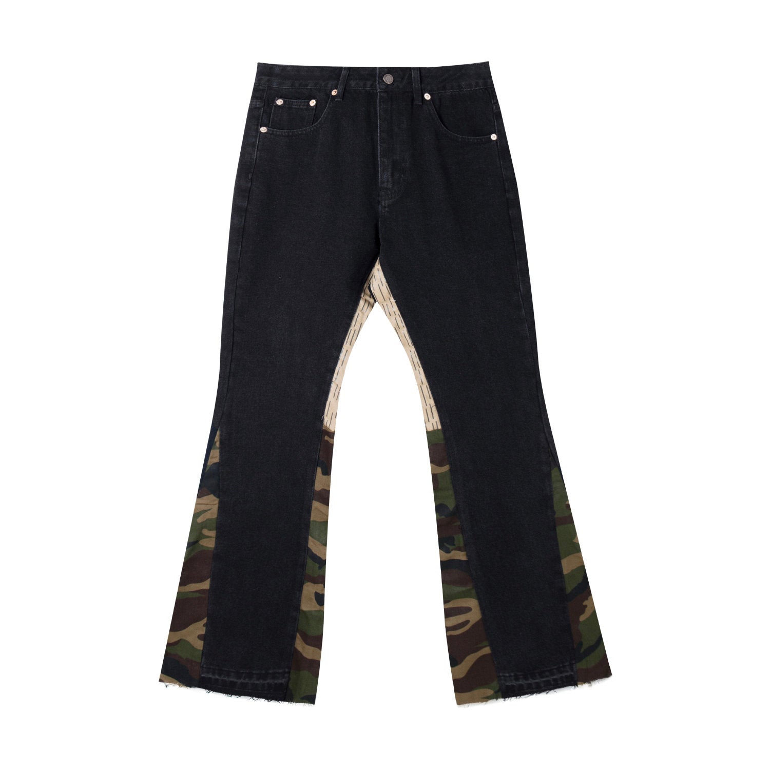 Gallery Dept Camo‑Splice Flare Jeans