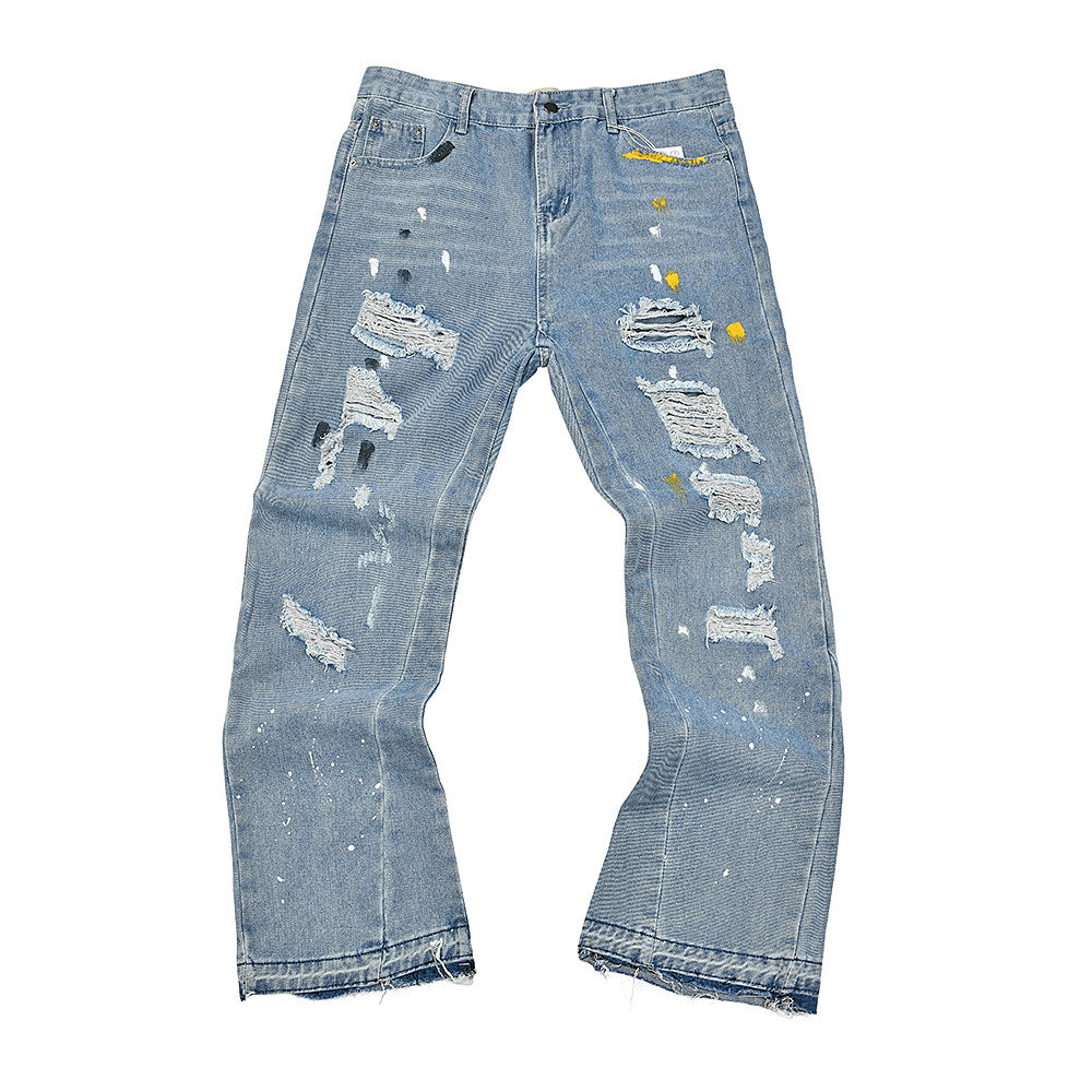 Gallery Dept Paint‑Splash Ripped Flare Jeans