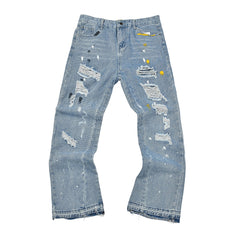 Gallery Dept Paint‑Splash Ripped Flare Jeans