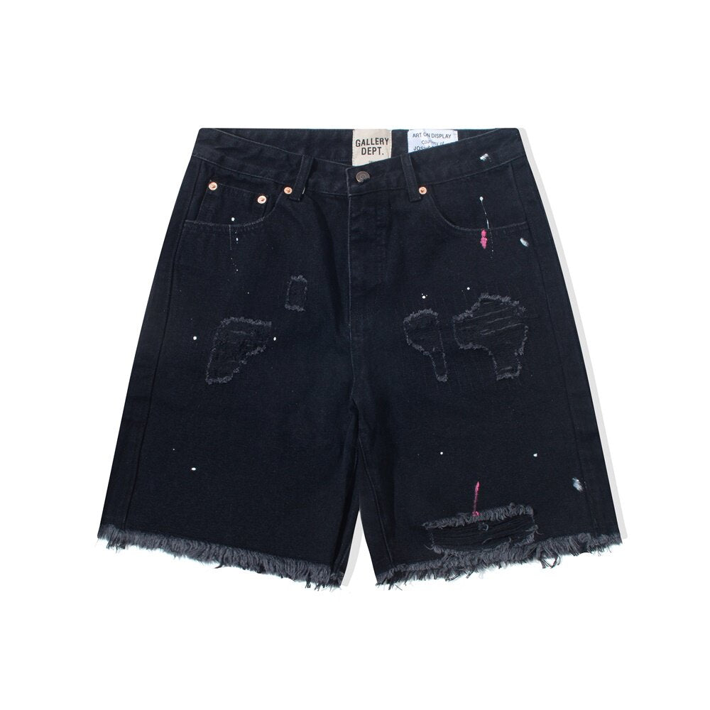 Gallery Dept Ripped Paint‑Splatter Denim Jorts