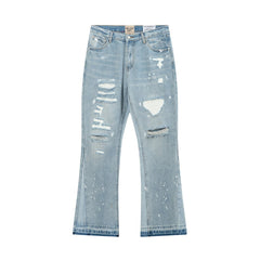 Gallery Dept Multi‑Rip Paint‑Splatter Flare Jeans