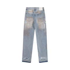 Gallery Dept Patch‑Rip Paint‑Mark Straight Jeans