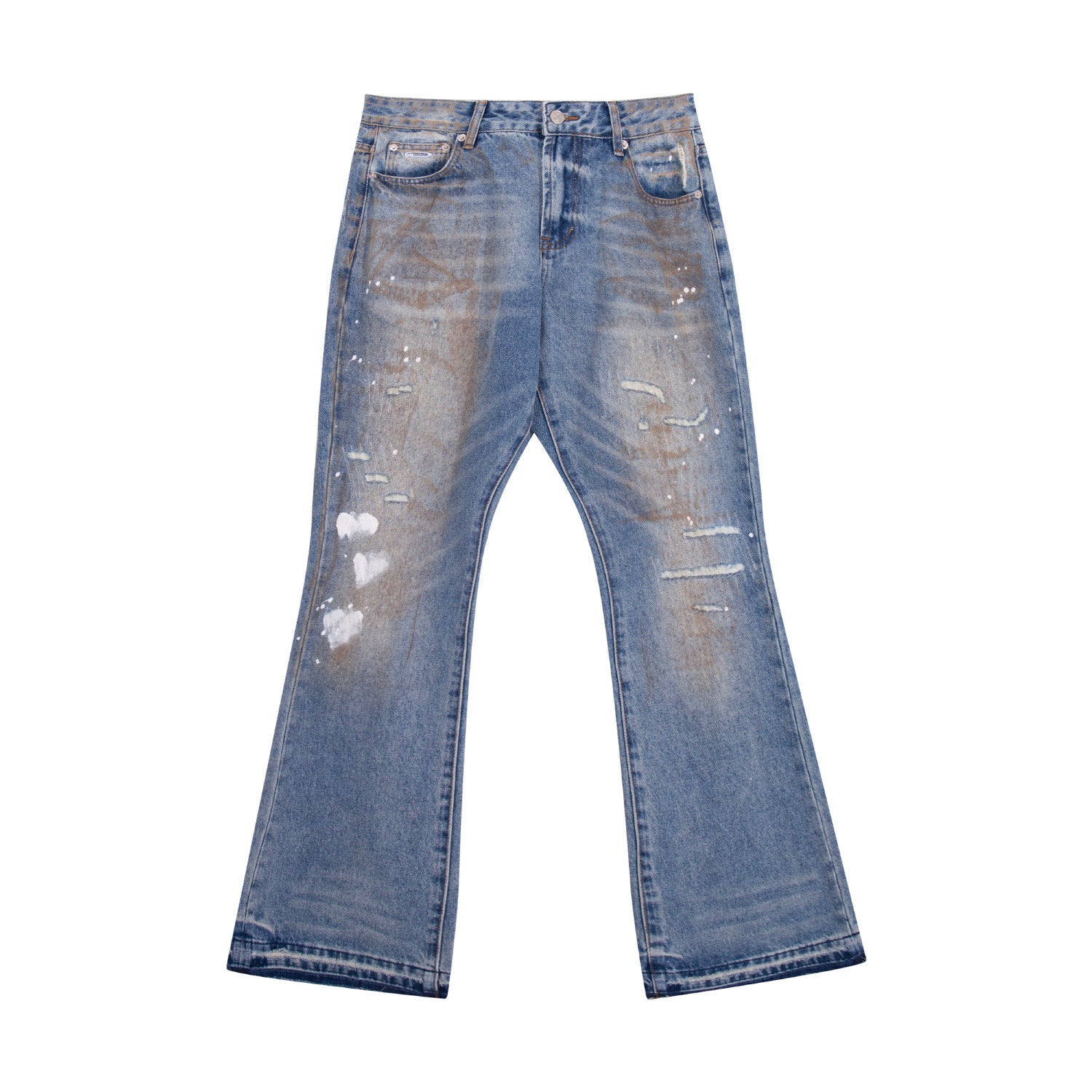 Gallery Dept Heart‑Paint Distressed Flare Jeans