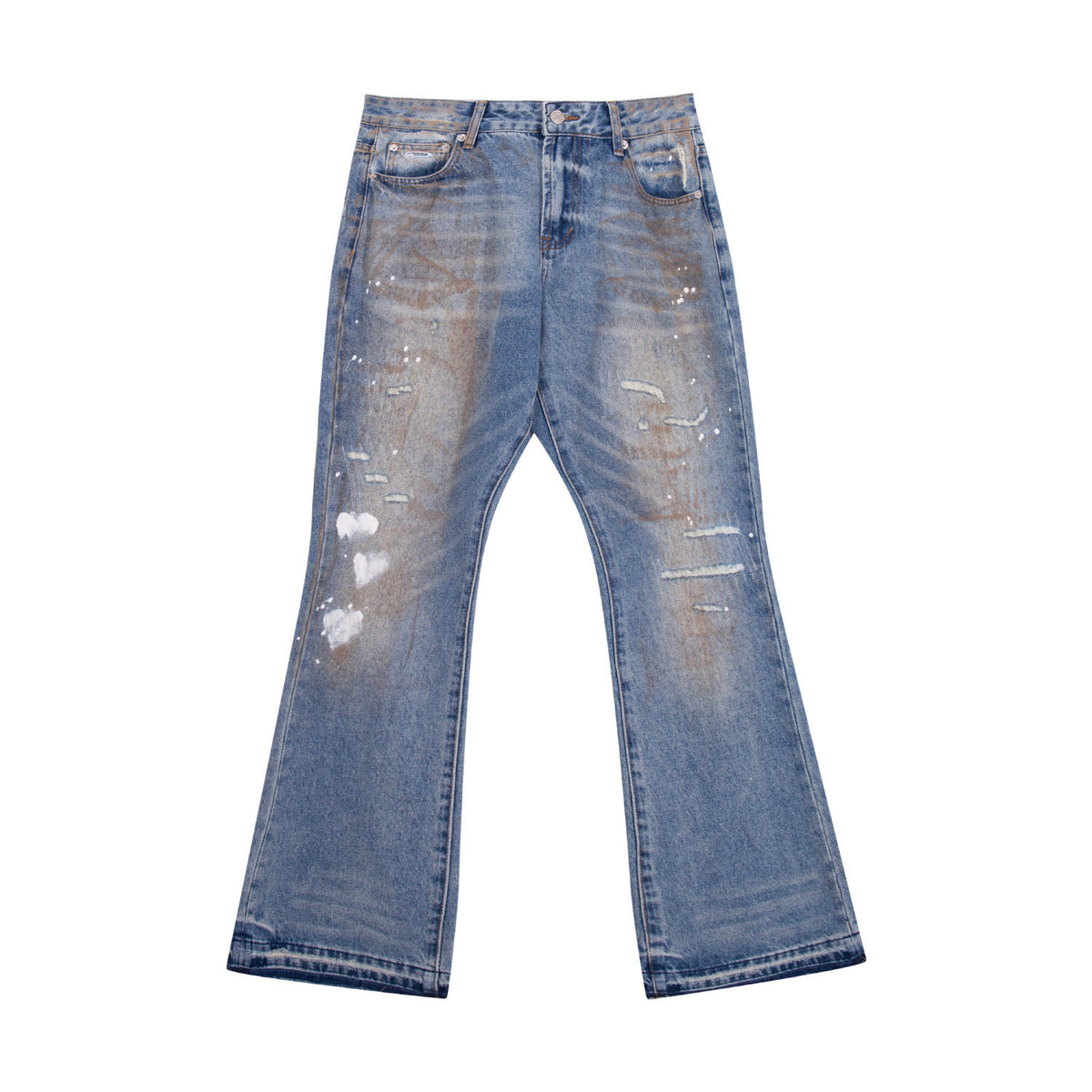 Gallery Dept Heart‑Paint Distressed Flare Jeans