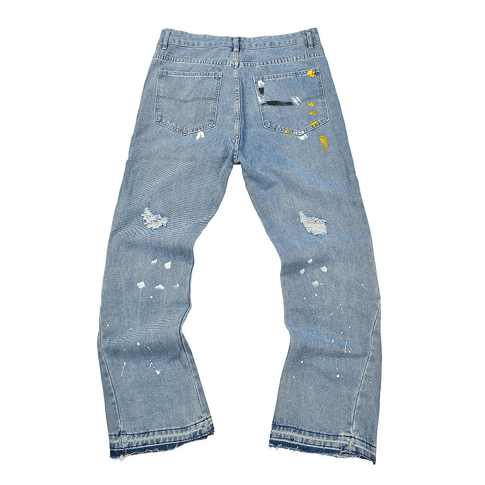 Gallery Dept Paint‑Splash Ripped Flare Jeans