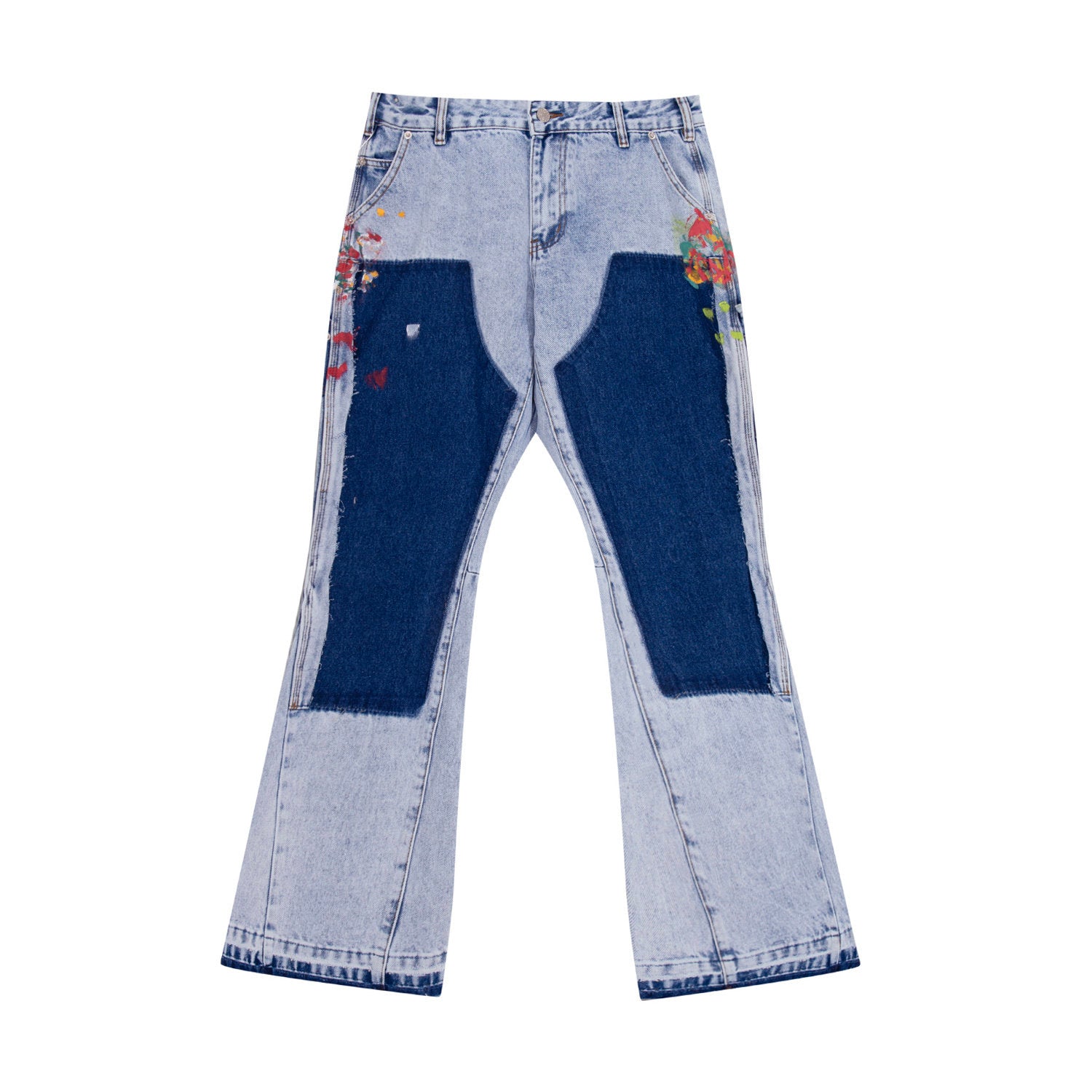 Gallery Dept Contrast‑Patch Paint‑Splash Flare Jeans