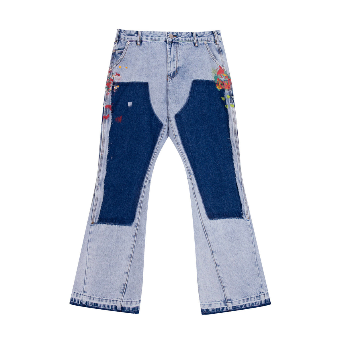 Gallery Dept Contrast‑Patch Paint‑Splash Flare Jeans