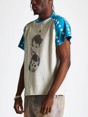 ERD Star Raglan Distressed Cropped Tee