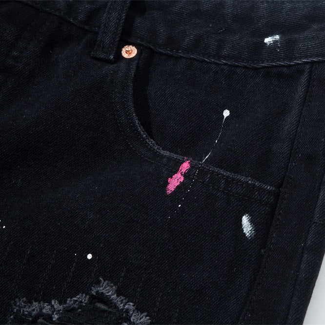 Gallery Dept Ripped Paint‑Splatter Denim Jorts
