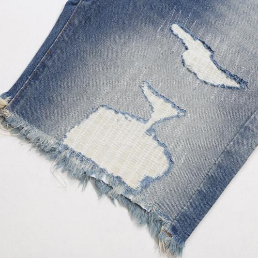 Gallery Dept Patchwork Ripped Denim Shorts