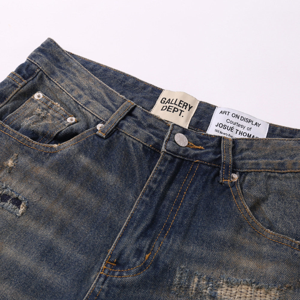 Gallery Dept Vintage‑Wash Distressed Straight Jeans