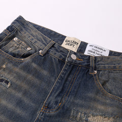 Gallery Dept Vintage‑Wash Distressed Straight Jeans