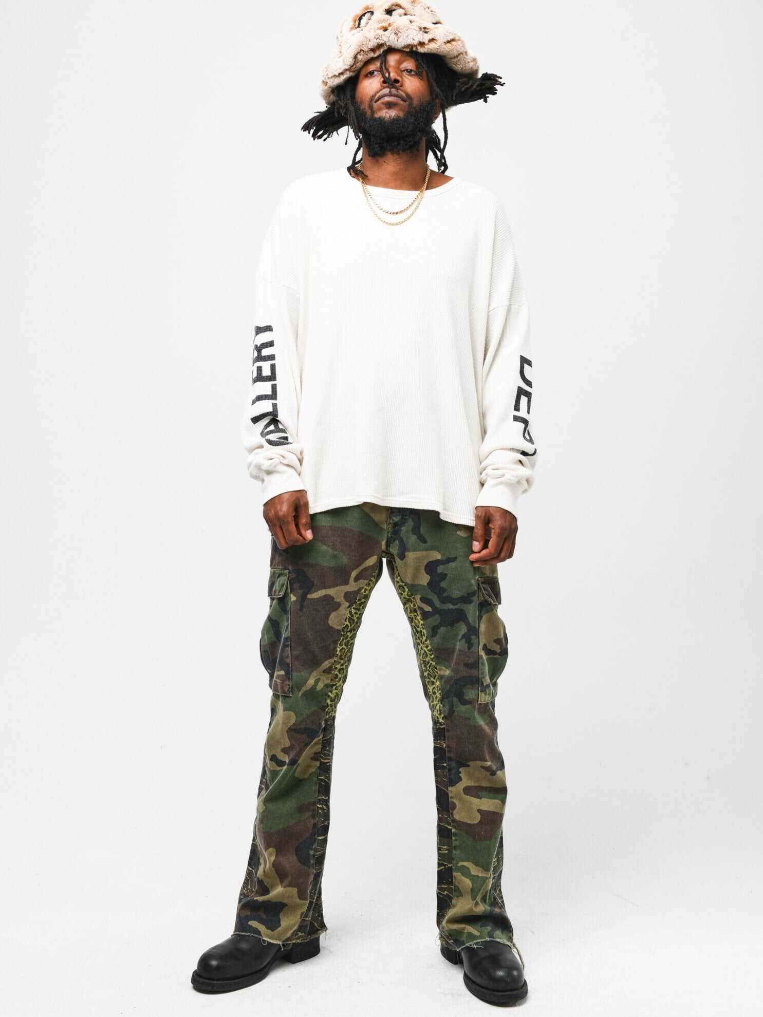 Gallery Dept Camo Leopard Flare Cargo Pants