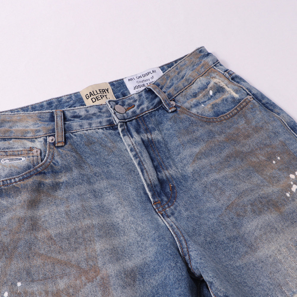 Gallery Dept Heart‑Paint Distressed Flare Jeans