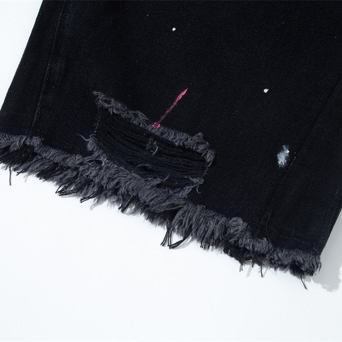 Gallery Dept Ripped Paint‑Splatter Denim Jorts