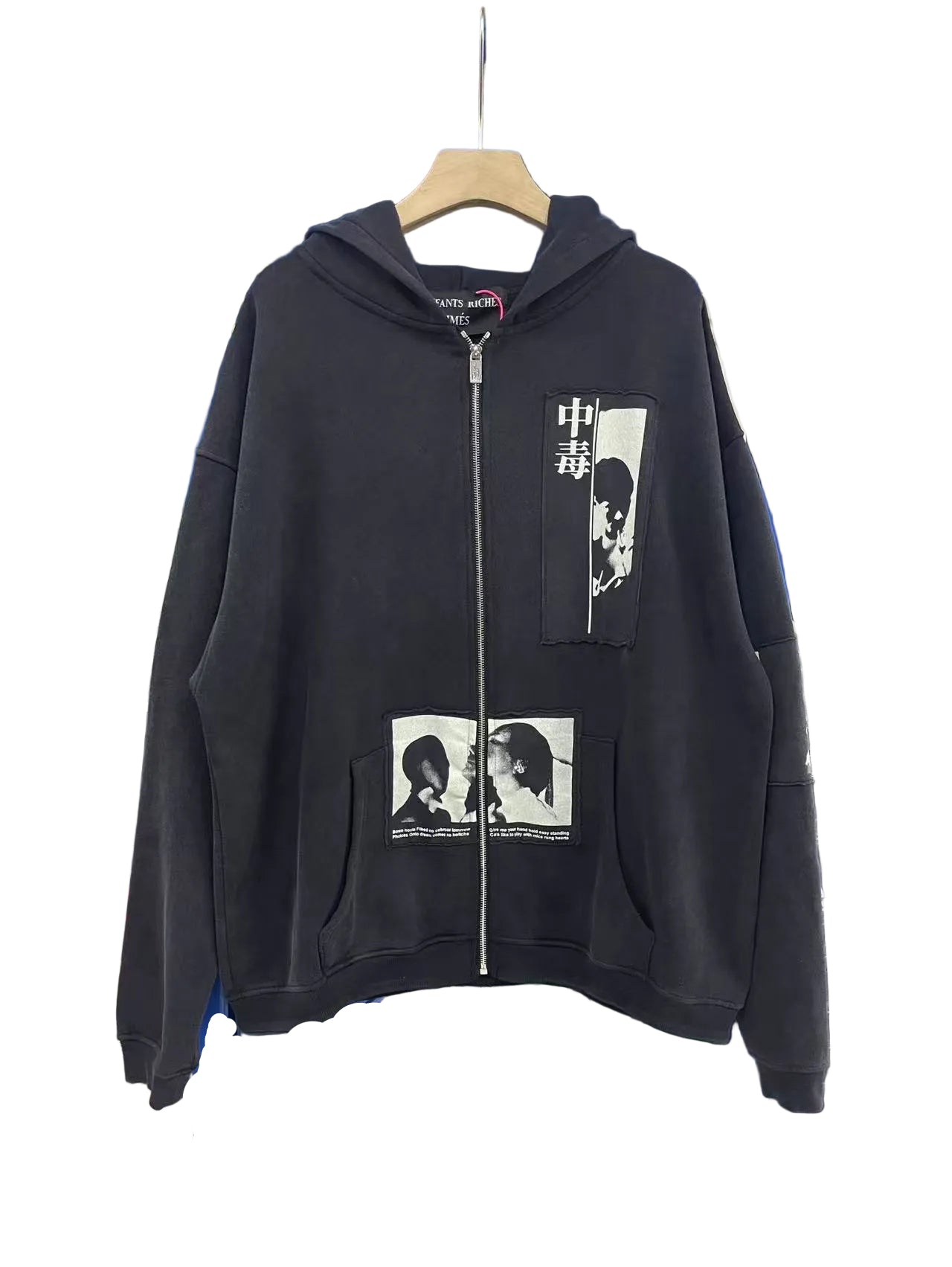 ERD Black Multi‑Photo Patch Full Zip Hoodie