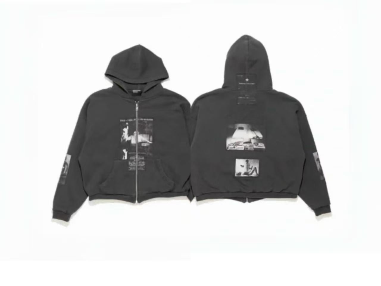 RD Grunge Archive Photo Streetwear Zip‑Up Hoodie