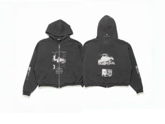 RD Grunge Archive Photo Streetwear Zip‑Up Hoodie