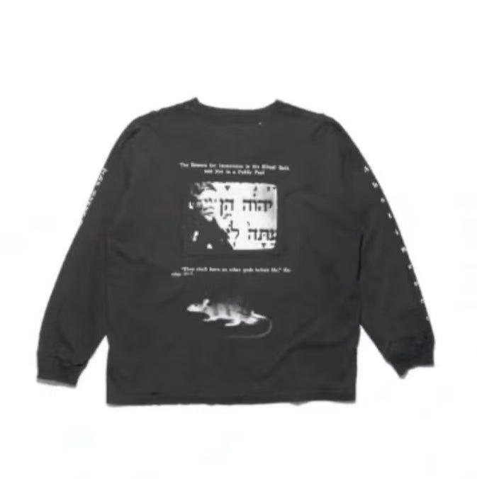 ERD Clover Portrait Raw‑Edge Long Sleeve Tee