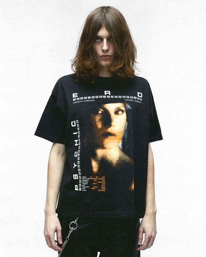 ERD Faded Magazine Print Boxy Cropped T‑Shirt