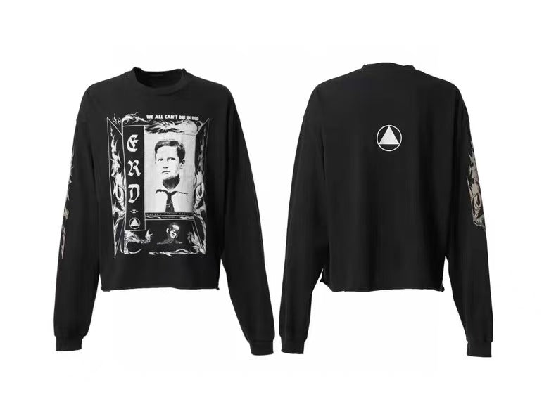 ERD Front‑Back Portrait Graphic Cropped Long‑Sleeve Tee