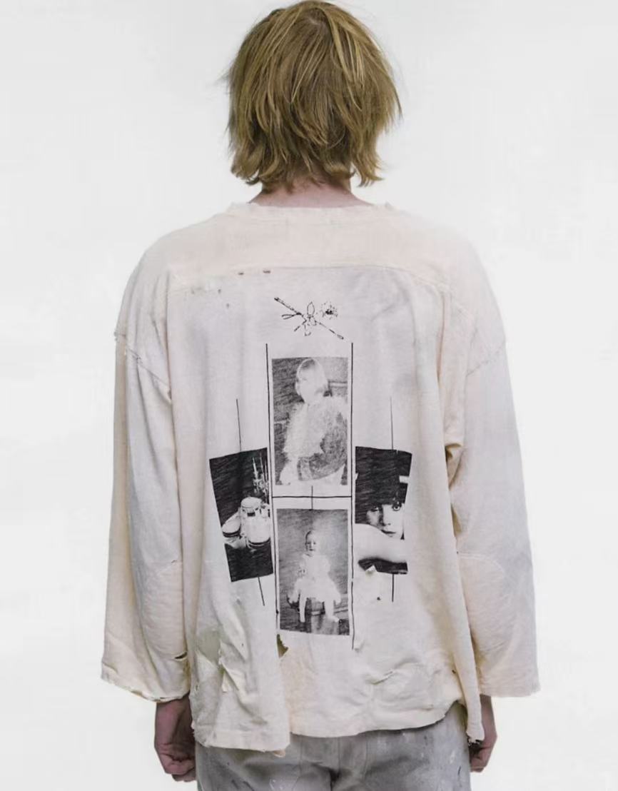 ERD One Class Act Hole Distressed Long Sleeve Tee